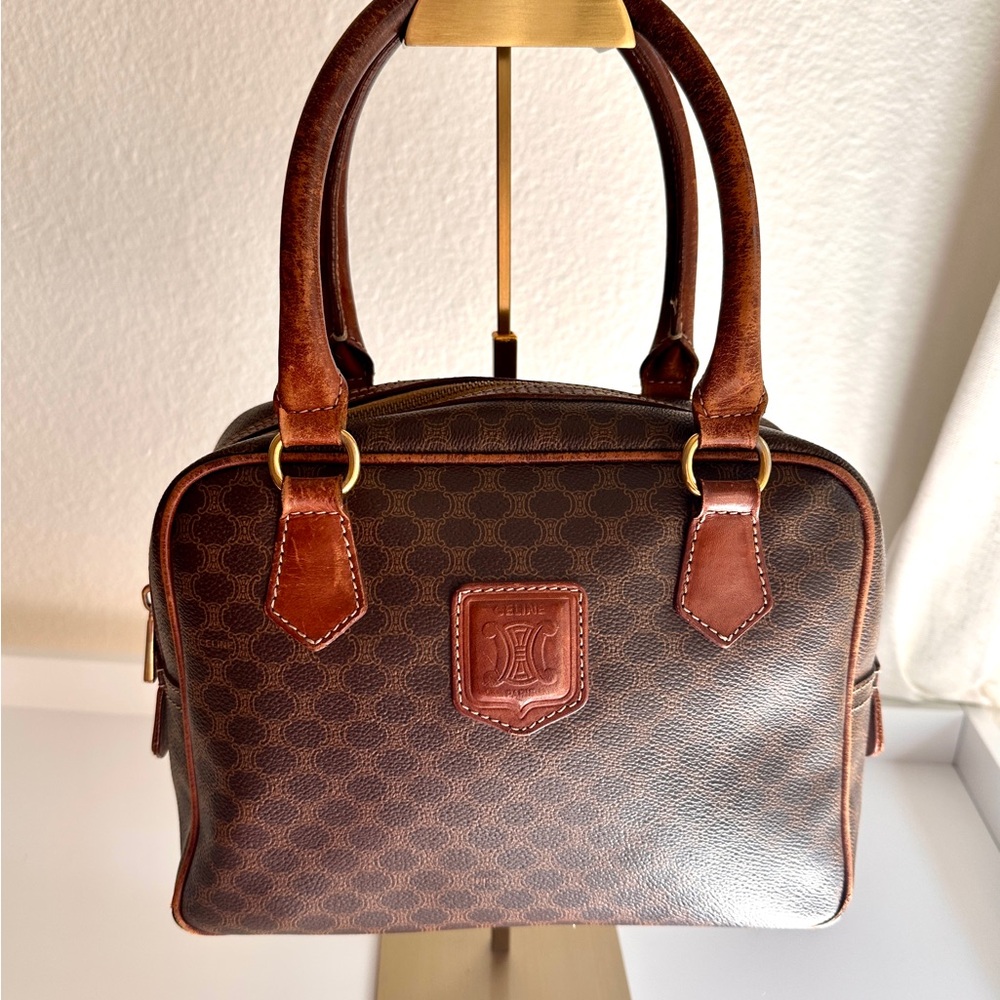 SOLD ❌ Vintage Celine Macadam Brown Boston Bag Monogram Small